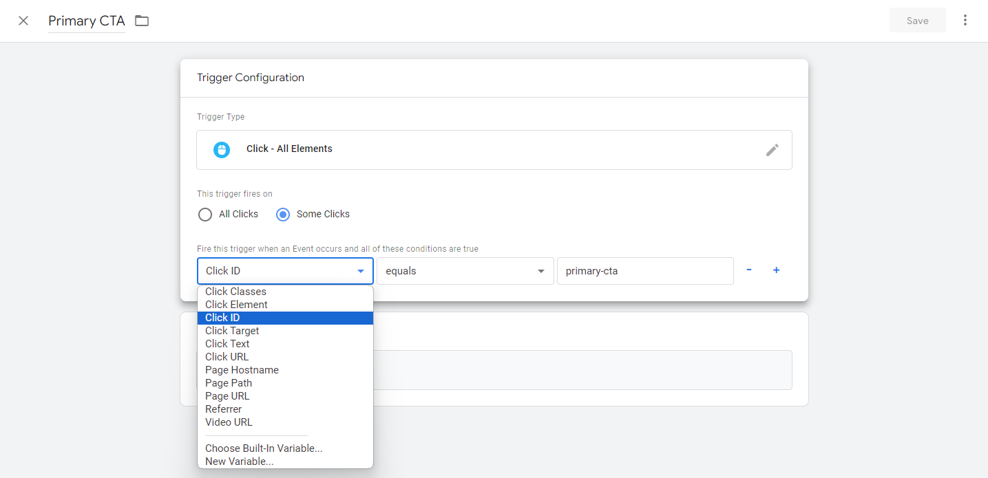 Setting up a Click Trigger in Google Tag Manager